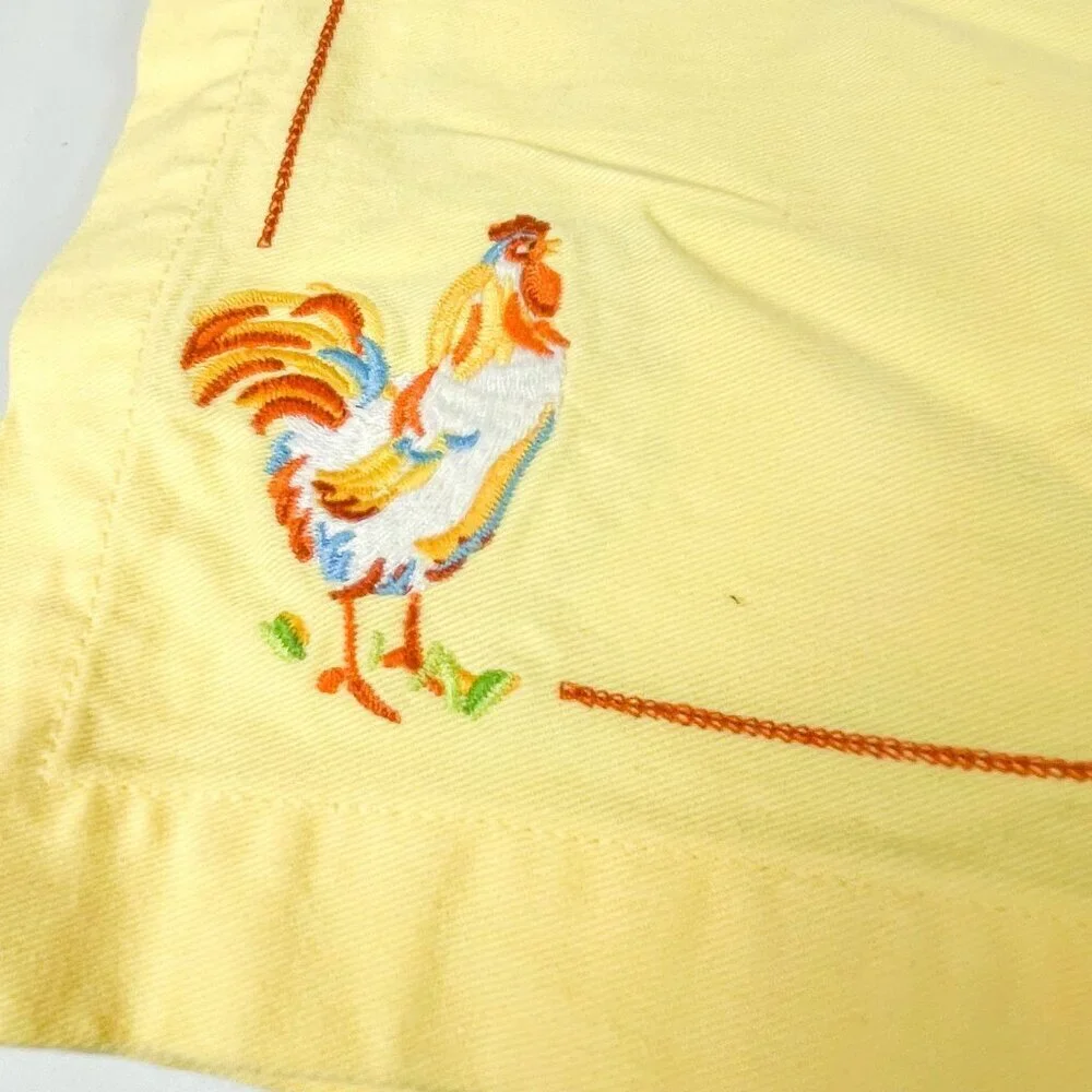 The Cellar Cotton Embroidered Rooster Yellow Napkins Set Of 5 French Country